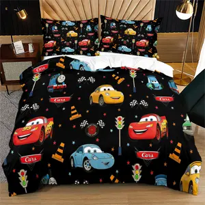 Racing Cars printed pattern soft and durable bedding duvet set, including 1 duvet cover and 1 or 2 pillowcases, without a core or pillow, suitable for children or adults as gifts, modern style fashionable bedroom bed decoration