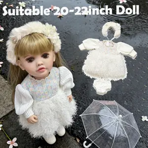 20-22 Inch Doll Clothes | Luxury Fluffy Dress Outfit with Headband & Bloomers, 2-Pack Colors, Suitable 50-55cm Doll Clothing Accessories，3pcs Coquette Style Dress + Headband + Underwear,Best Doll Decoration Gift