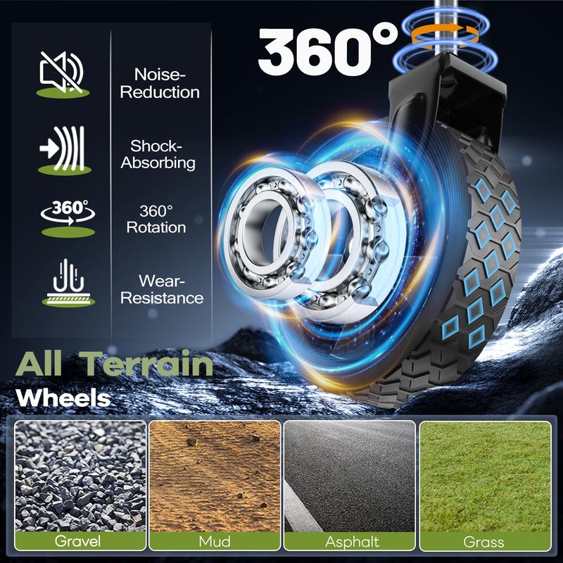 Collapsible Wagon Cart Foldable 34'' Extra Long, 360LBS Heavy Duty Folding Gardening Cart with Wheels, Portable Utility Outdoor Wagon for Grocery, Shopping, Sports, Camping, Black