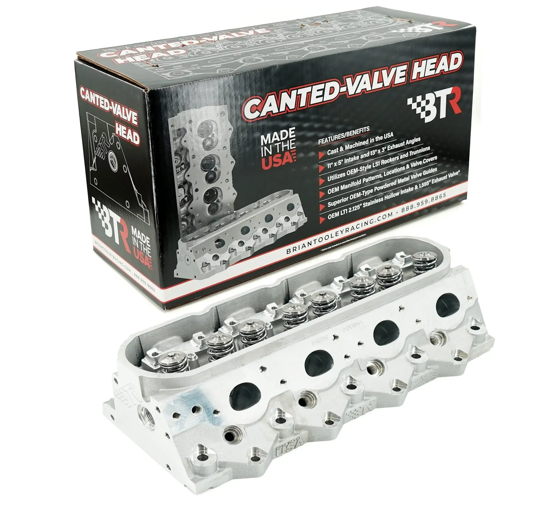 Brian Tooley Racing BTR-CVH1C-6A CNC Ported Canted Valve Cylinder Head for GM Gen III IV LS Cathedral Port