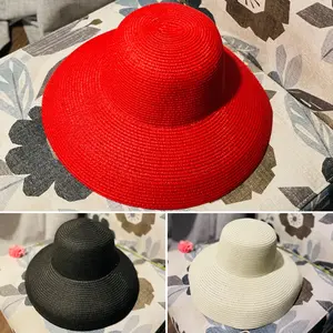 Audrey Hepburn Bell Hat ~ Summer Hat ~ Wide Brim Hat ~ Black Straw Hat ~ Beach Hat ~ Vacation Hat ~ Lampshade Hat ~ Red Hat ~ Beige Hat