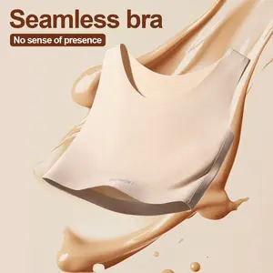 JANEST Women's nude-colored wire-free bra, soft and breathable, suitable for yoga and fitness workouts, ideal for gym sessions and daily training.