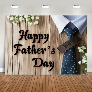 Father's Day Backdrop with Wooden Tie Design& Rustic Floral Decor- Durable Photography Background for Parties, No Electricity Needed, Multi-Use for Birthdays, Tailgates, Adult Cel2026 New Year Decorations, Halloween Gift, Christmas Gift