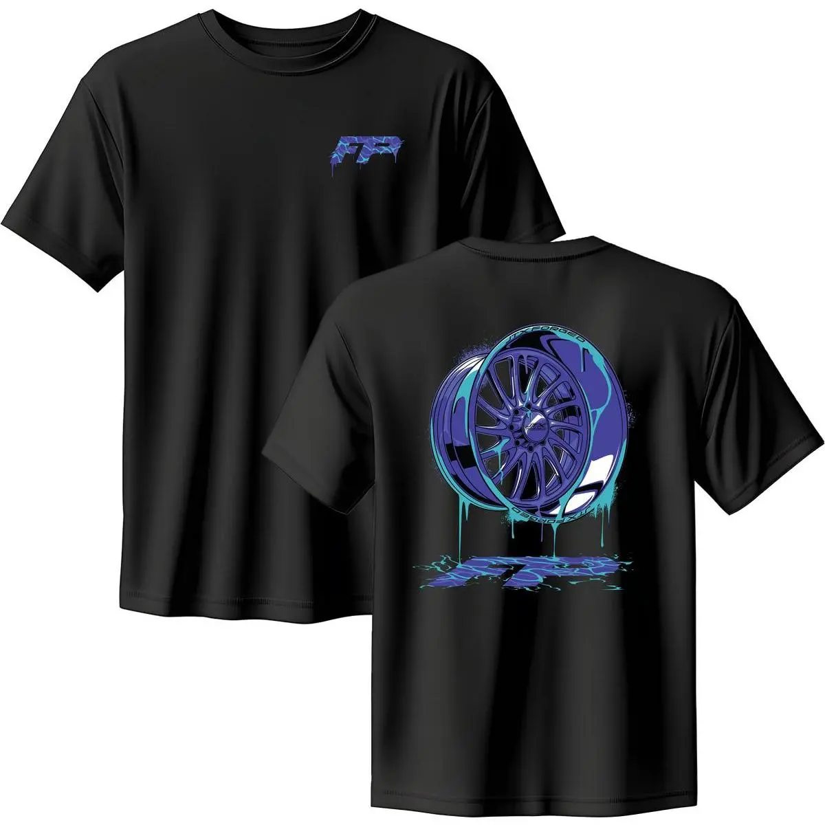 Men's 100% Cotton Dripping Rim Wheel Graphic Tshirt - Short Sleeve Fitzgerald Performance Inspired Streetwear, Unisex Casual Fit, Gift for Car Enthusiasts, Good Graphic Tees, Apparel, Shortsleeve, Menswear, Cargo, Round Neck