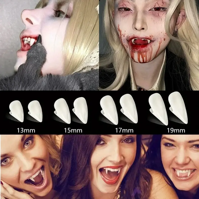 1 Pair Decor False Teeth Resin Fangs With Solid Glue Resin Vampire Teeth Fangs Halloween Props DIY Teeth For Party