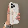Magnetic Floral Cross Aesthetic TPU Silicone Phone Case Cover for iPhone 17-11, XS, XR (E, Pro Max, Plus Models) - Shockproof, Lightweight, Girly Protector Accessories with Scratch Resistance