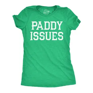 Womens Funny T Shirts Paddy Issues Sarcastic St Patricks Day Novelty Tee for Ladies Funny Womens T Shirts Cute Vintage Fashion Casual Ladies T-Shirt Gift Saint Patrick's Day Tops for Women Funny Drinking Top Green - PI
