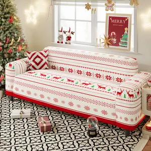 1PC Christmas Stretch Sofa Cover Pet Proof Easy Wash Festive Decor No Pillowcase Elastic Sofa Slipcover