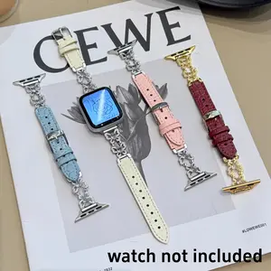 Apple Watch Band Butterfly Crystal Crocodile Pattern Leather Strap, Fashion Unique Design, Fits Apple Smartwatch Series Ultra Se 1-11, Smart Watch Straps