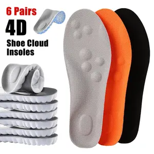 4D Cloud Insoles for Men Women - 6 Pairs Soft Memory Foam Orthotic Inserts with Breathable Sweat-Absorbent Design & Massage Points for Enhanced Comfort
