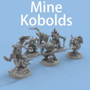 6 Pcs DND Mine Kobolds Miniature Paintable 3D Printed Models Collectible Figurines for TRPG Tabletop Game Accessories