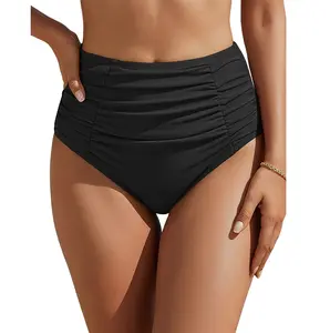Blooming Jelly Womens High Waisted Bikini Bottoms Tummy Control Swim Bottom Ruched Full Coverage Nodest Swimwear Swim Trunks