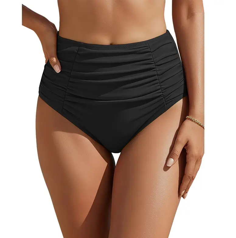 Blooming Jelly Womens High Waisted Bikini Bottoms Tummy Control Swim Bottom Ruched Full Coverage Nodest Swimwear Swim Trunks #SwimWeek #Summervibes