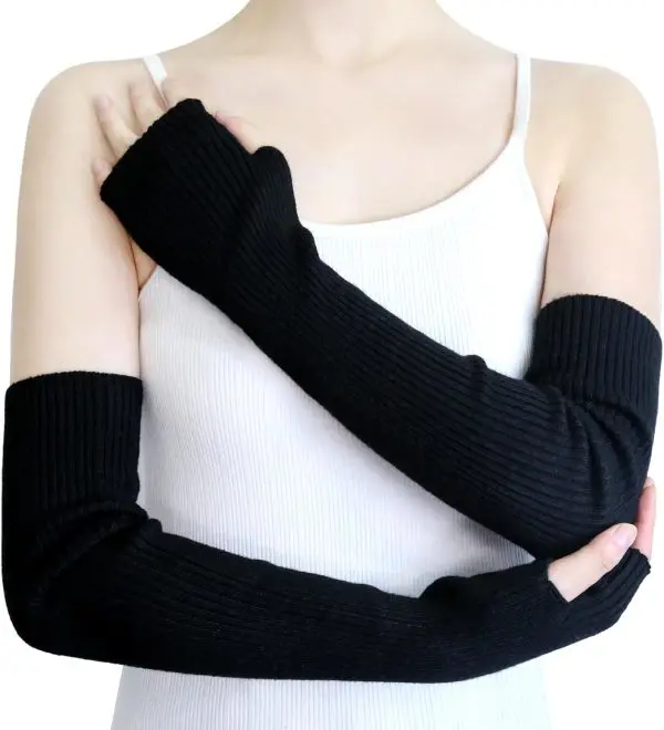 Wool Blended Wrist Warmers Warm Fingerless Gloves Knit Soft Arm Warmers Sleeves Typing Mittens for Women UV Sun Protection Arm Sleeves