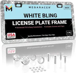 Bling License Plate Frames for Women | Sparkly Rhinestone License Plate Frame Bling Licence Plate Frame Holder Tag Car Plate Frame Plate Cover for Car License Plate Frames Cute Porta Placas para Auto