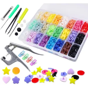 Snap Button with Snap Pliers Set,Lemonfiter 460 Sets Snap Fasteners T5 Plastic Buttons,23 Colors No-Sew Starter Button Fastener Set for Clothing Diapers Bibs Rain Coat Crafting