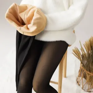 NEW Women's Fleece Lined Tights - Fake Sheer Warm Pantyhose Thick Winter Leggings，New Compression Band Model One-Seam Translucent Fleece Lined Tights, Butt Lifting Tummy Control Leggings for Women