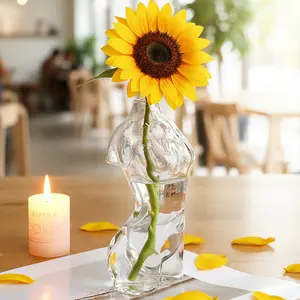 Transparent Human Body Glass Vase, Artistic Living Room Decor, Unusual Hydroponic Flower Pot, Home Creative Decoration, Entryway Bookshelf Ornament, Home Decorative Vase