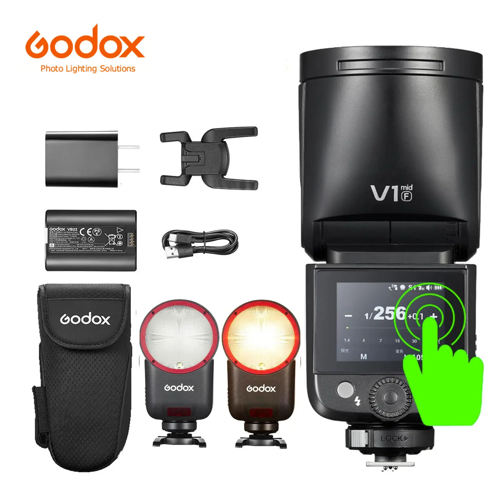 Godox V1 Mid O TTL Camera Flash Speedlite for Olympus & Panasonic, 55Ws Camera Light Accessory, Touchscreen Control, 2200mAh Lithium Battery, 1.7s Recycle Time, 650 Full Power Flashes, LED Modeling Lamp, Accessories, Camera Lights