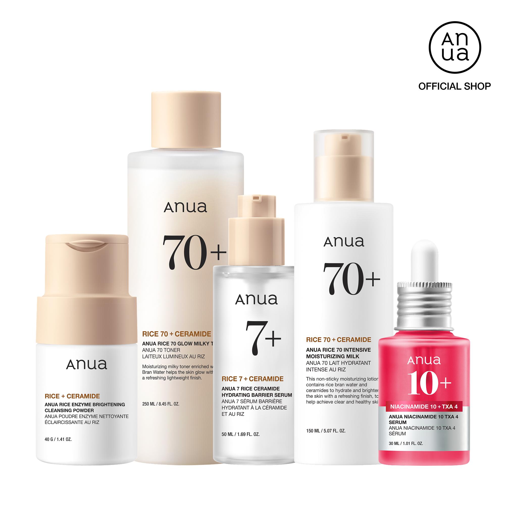 [Anua Official Shop] Korean Rice Glass Skin & Dark Spot Routine Rice Enzyme Cleanser, Milky Toner, TXA Serum, Brighteni