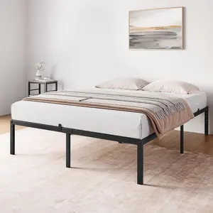 Queen Bed Frame, 14-inch High Metal Platform Bed Frame, Queen Size Bed Frame with Metal Slat Support, Under Bed Storage, No Box Spring Needed, Noiseless Design