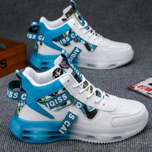 Fashion Letters Print Colorblock Non-Slip Sneakers for Casual Comfort and Outdoor Activities - Trendy All-Season High-Cut Style - Runner, Boy Training Running Footwear Trainer Closed Athletic