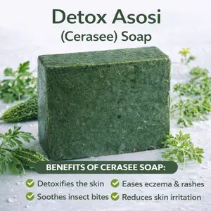 Detox (asosi )soap for acne - cerasee, Moringa ,tea , aloe vera. Deep-cleansing herbal soap that detoxifies, brightens, and nourishes melanin-rich skin — leaving it smooth, hydrated, and naturally glowing.”