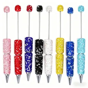 8pcs Glitter solid Beadable Pens,A set of 8 mixed colors, Full Rhinestone Fancy Pens for Beads Cute Journalling Pens for Women Fun Bling Ballpoint Pens Tween girls Gifts Trendy Stuff handmade pen making diy bead pen