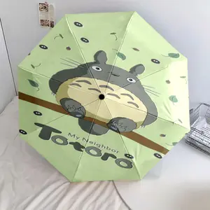 cute Totoro 10 cartoon pattern printed new umbrella, 1 automatic folding umbrella, portable foldable travel umbrella, outdoor umbrella, Christmas birthday festival gift