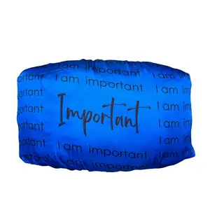 BLUE SATIN I AM IMPORTANT AFFIRMATION PILLOWCASE PILLOW BONNET