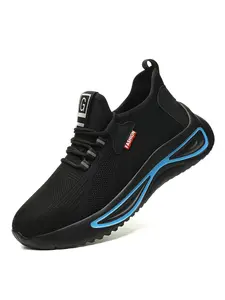 Men's Lace-Up Breathable Lightweight Safety Sneakers, Anti-Smash and Anti-Puncture Work Shoes for Daily Wear