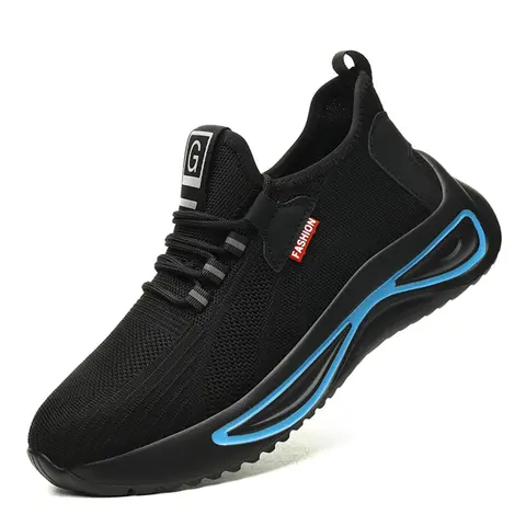 Men's Lace-Up Closed Breathable Lightweight Safety Sneakers, Anti-Smash and Anti-Puncture Work Shoes for Daily Wear Walking Shoes Footwear, Puncture Proof Shoes, Working Shoes