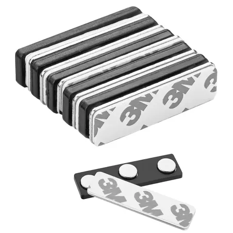 Magnetic Name Tags 5-Pack - Badge Accessories for Adults, Corporate Use - Triple Mag, 1.75" x 0.5", Compact & Discreet Design, 3M Adhesive Backing, Eliminate Damaging Pins/Clips, Custom Personalized for ID/Medical Badge Holders on Uniform Jackets (Black)