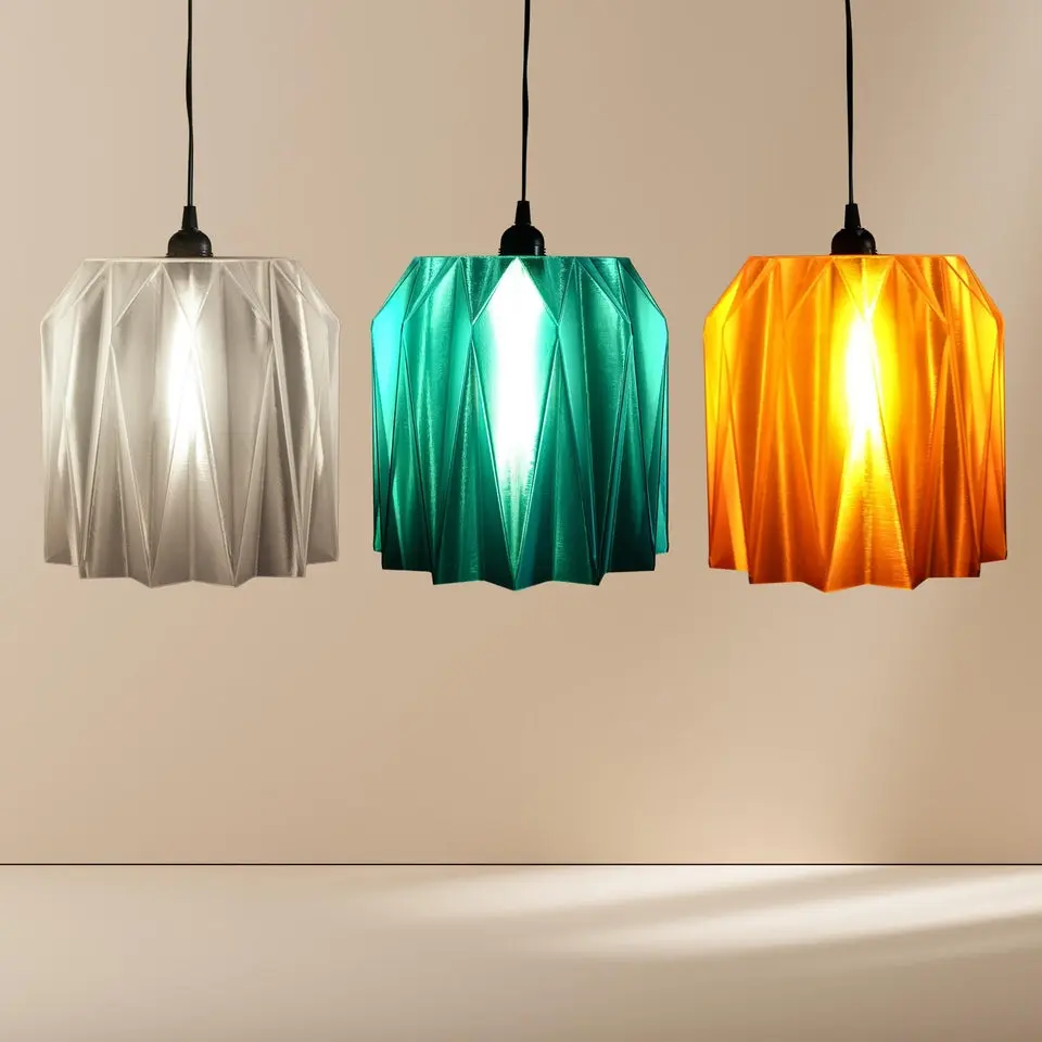 Crystal 3D Printed Lamp Shade | Modern Clear Pendant Light | Minimalist PLA Lighting | E26/E27 Compatible Light Shade