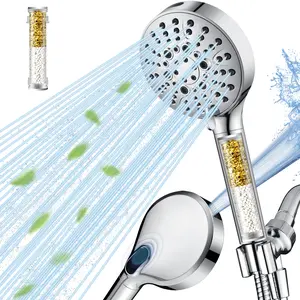 BRIGHT SHOWERS Filtered Shower Head with Handheld, High Pressure 9-Spray Showerhead with Hose and Bracket