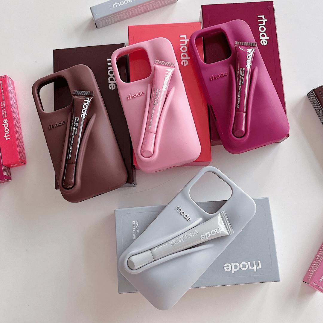 Rhode Ribbon Lip Case for IPhone 11 12 13 14 15 16 Pro Max Plus 17 Air Makeup Lip Gloss Silicone Cover