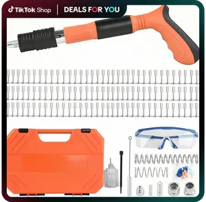 Manual Mini Steel Nail Gun 5 Gears Power Adjustable Wall Nail Guns for Ceiling,Home Decoration, Manual Steel Nails Gun Tool, home furnishings, MiniPortable Nail Shooting Machine with 100 Nails, Home decoration essentials Hardware,combo kit，air nailer
