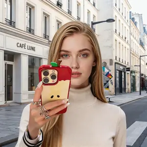 Cute 3D Apple Core Phone Case, Creative Fruit Shape Protective Cover Compatible With Smartphones 15/16 Pro Max