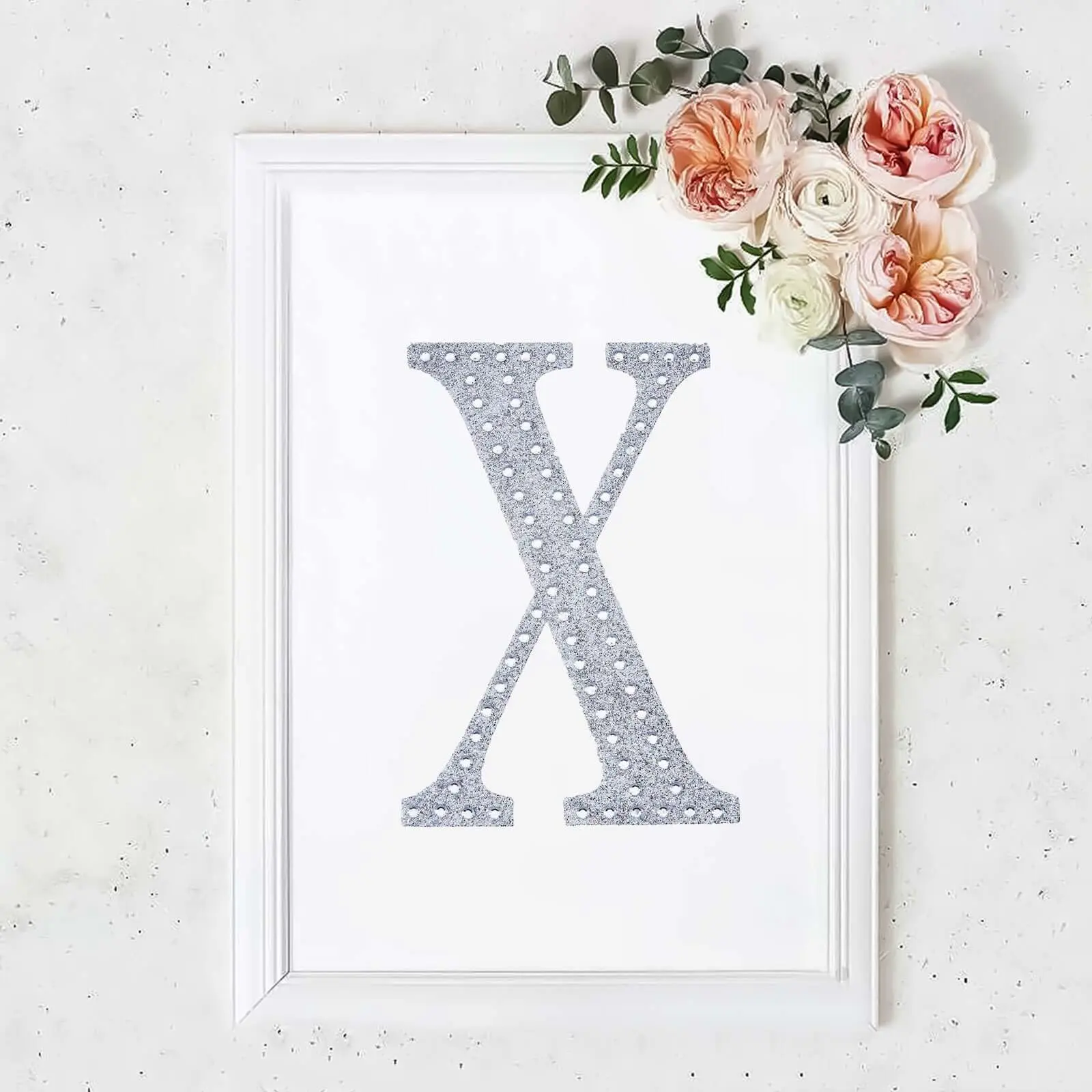 8-Inch Silver Rhinestone Alphabet "X" Letter Stickers, Glitter Adhesive Aesthetic Embellishments for Scrapbooking, Diary Use, Party Crafting DIY Projects, Diary Sticker, Aesthetic Stickers