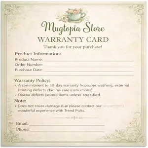 Our Warranty Card For Ceramic Mug and Accent Mug, Warraty Card For You