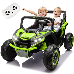 24V Two-Seater Kids Ride On UTV W/Parents Remote Control,Four-Wheel Suspension,Slow Start,Large wheel design,Anti-collision bar,Storage space,Music,USB,Bluetooth,Volume control,LED lights for Kids 3-6