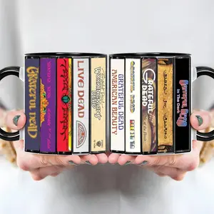 Grateful Dead Cassette Tape Mug, Retro Album Spines Coffee Cup, Jam Band Deadhead Fan Gift, Psychedelic Rock