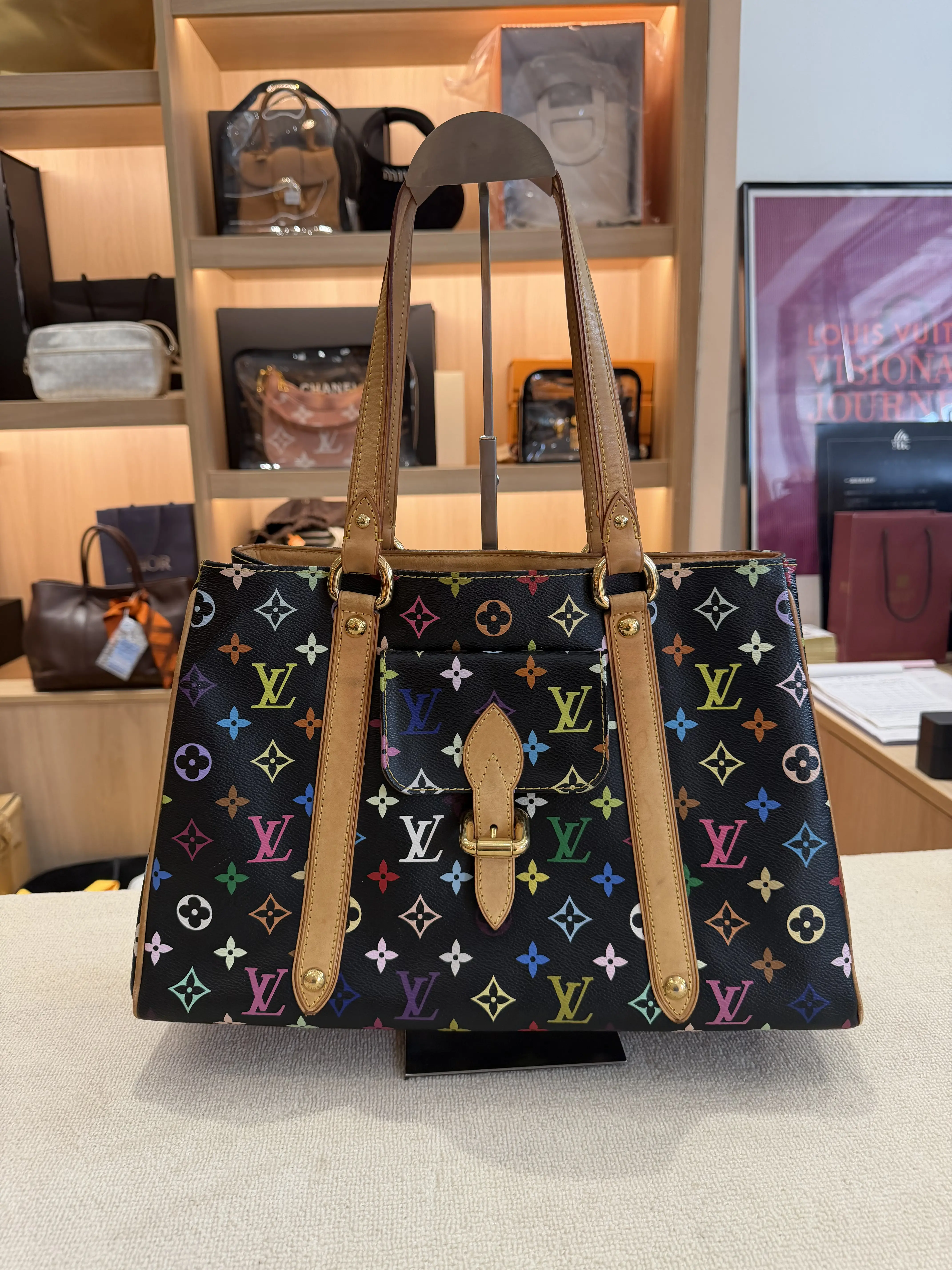 Pre-owned Louis Vuitton Rare LV x Takashi Murakami Black Multicolor Tote