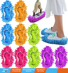 10 Pieces Microfiber Mop Slippers Shoes Cover Soft Washable Reusable Floor Polishing Dust Dirt Hair Men Women Sweeper Cleaning Mop Tool for House Office Bathroom Kitchen, Multicolored 5 Pairs