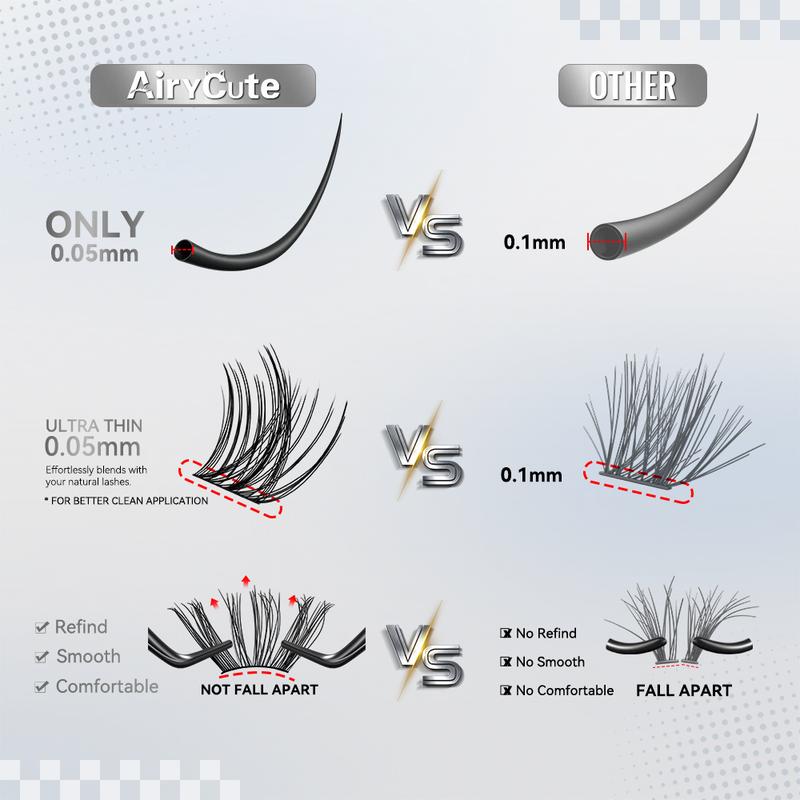 Velure | AiryCute Velour Luxe Collection Upgrade U Lashes with Ultra-Dense, Waterproof, Long-Lasting Lashes | Venus | Natural Daily | Beginner-Friendly DIY Lashes for a Flawless, Voluminous Look | Trendy & Must-Have Clusters