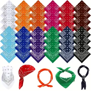 48 Piece Headscarf Set, Women's Multi-Roll Scarves, Men's Scarves, Paisley Patterned Scarves, Unique Gradient Denim Handkerchiefs