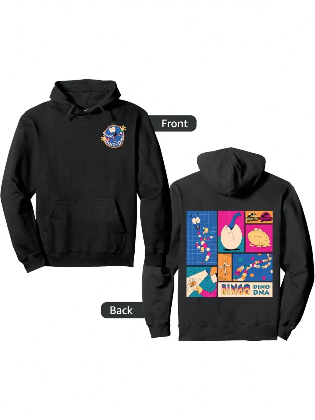 Women's Soft Fabric Pullover Hoodie - Retro Bingo Dino DNA Graphic, Longsleeves Everyday Sweatshirt, Casual Streetwear Outfits, Comfortable Women's Top