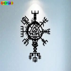 1pc Valknut Nordic Metal Wall Art,Valknut Symbol Statue Mural, Ideal Gift for Halloween, Winter Solstice, Viking Decor Enthusiasts,  Perfect for Outdoor Fence & Indoor Living Room Wall, Unique Nordic Mythology Home Decor