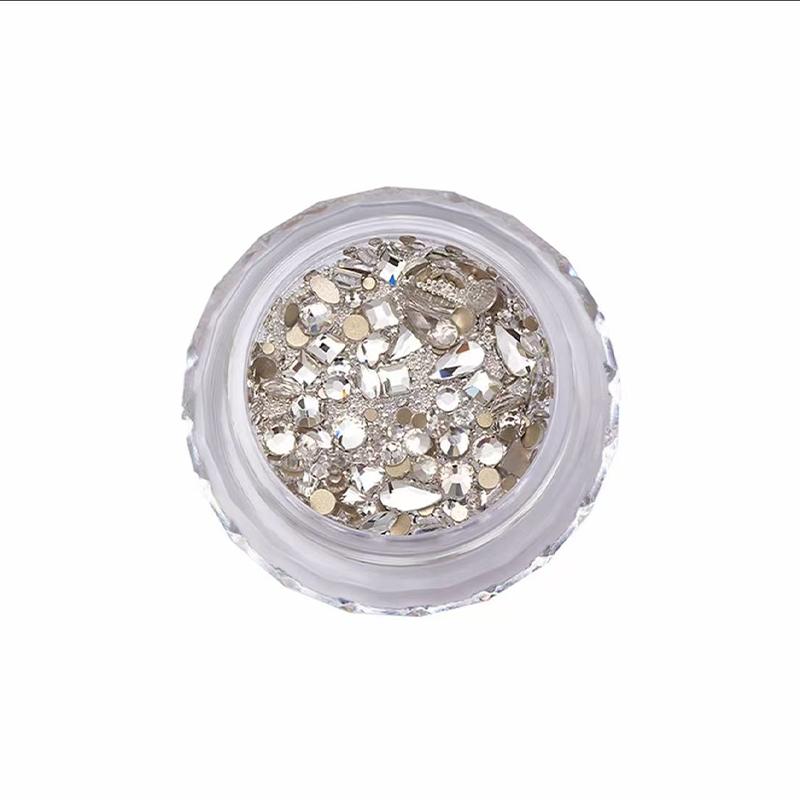 Mini Rhinestones + Small Silver Beads Mix Set, Sparkle Nail Charms for DIY Manicure & Nail Art – Spring Nails 2026 Trend