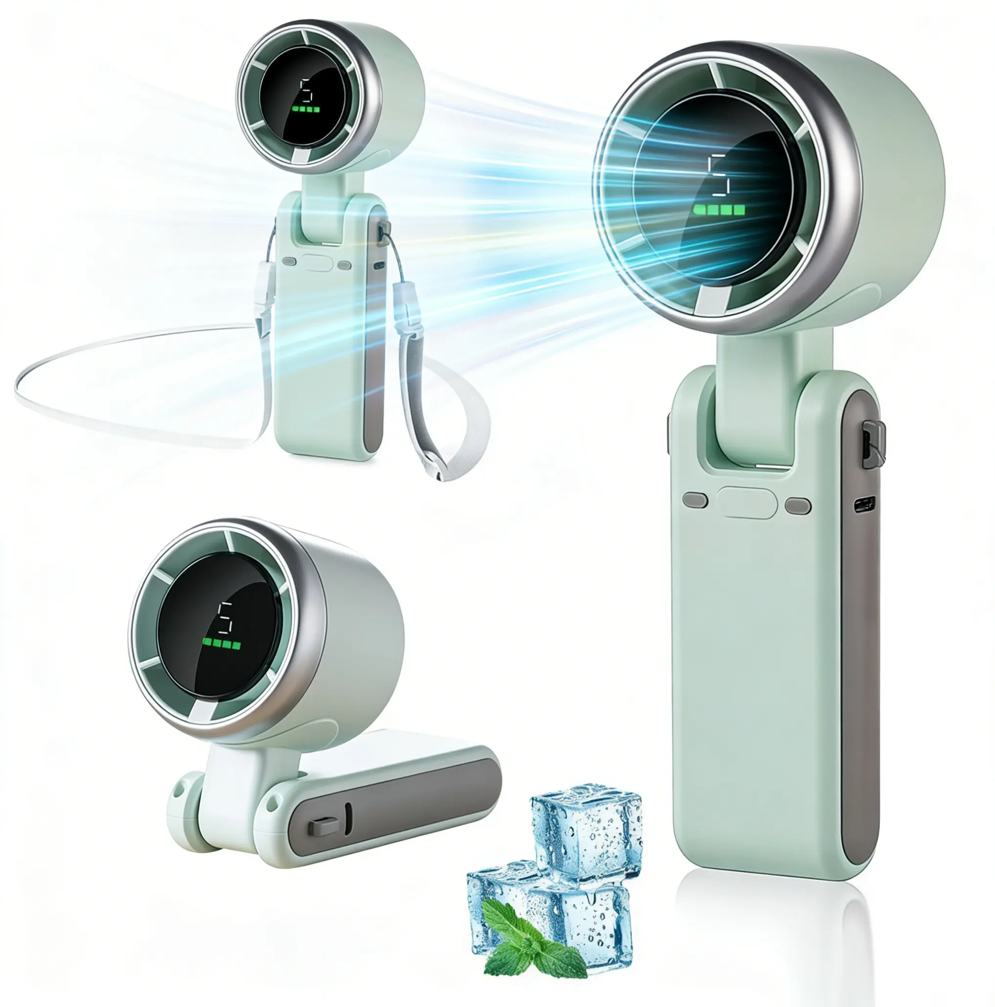 Portable Handheld Turbo Fan: Essential Cooling Accessory for Outdoor Activities, Travel & Working, Neck Fan